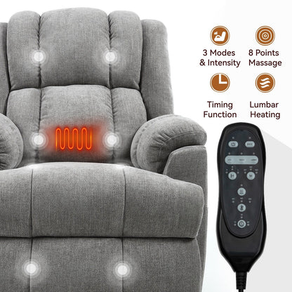 Fauteuil inclinable électrique avec double moteur, massage et chauffage (chenille)