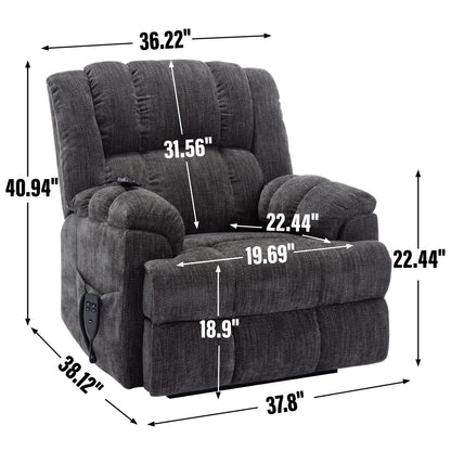 Fauteuil inclinable électrique avec double moteur, massage et chauffage (chenille)