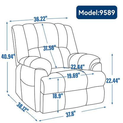 Fauteuil inclinable électrique avec double moteur, massage et chauffage lombaire, revêtement en chenille, réglage de la position en continu