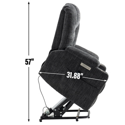 Fauteuil inclinable électrique avec double port USB, porte-gobelets et tissu chenille