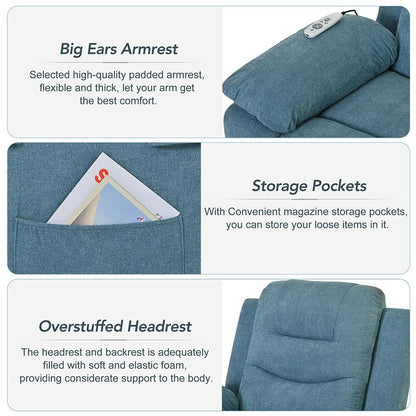 Fauteuil inclinable électrique avec massage thermique et poche de rangement