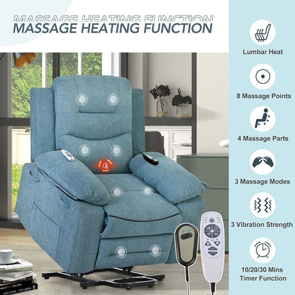 Fauteuil inclinable électrique avec massage thermique et poche de rangement