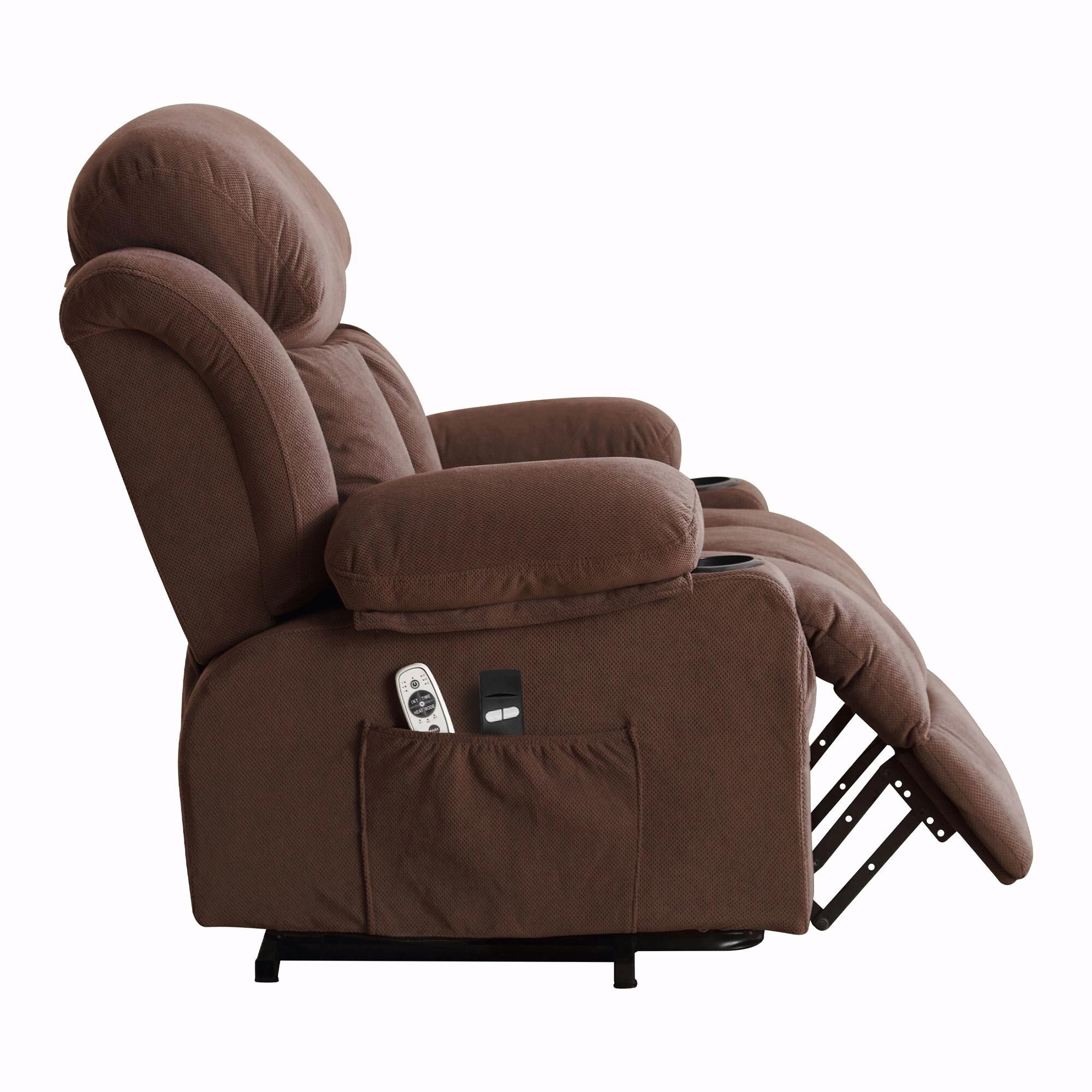 Fauteuil inclinable électrique en tissu avec chauffage et massage