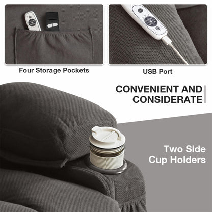 Fauteuil inclinable électrique en tissu avec chauffage et massage