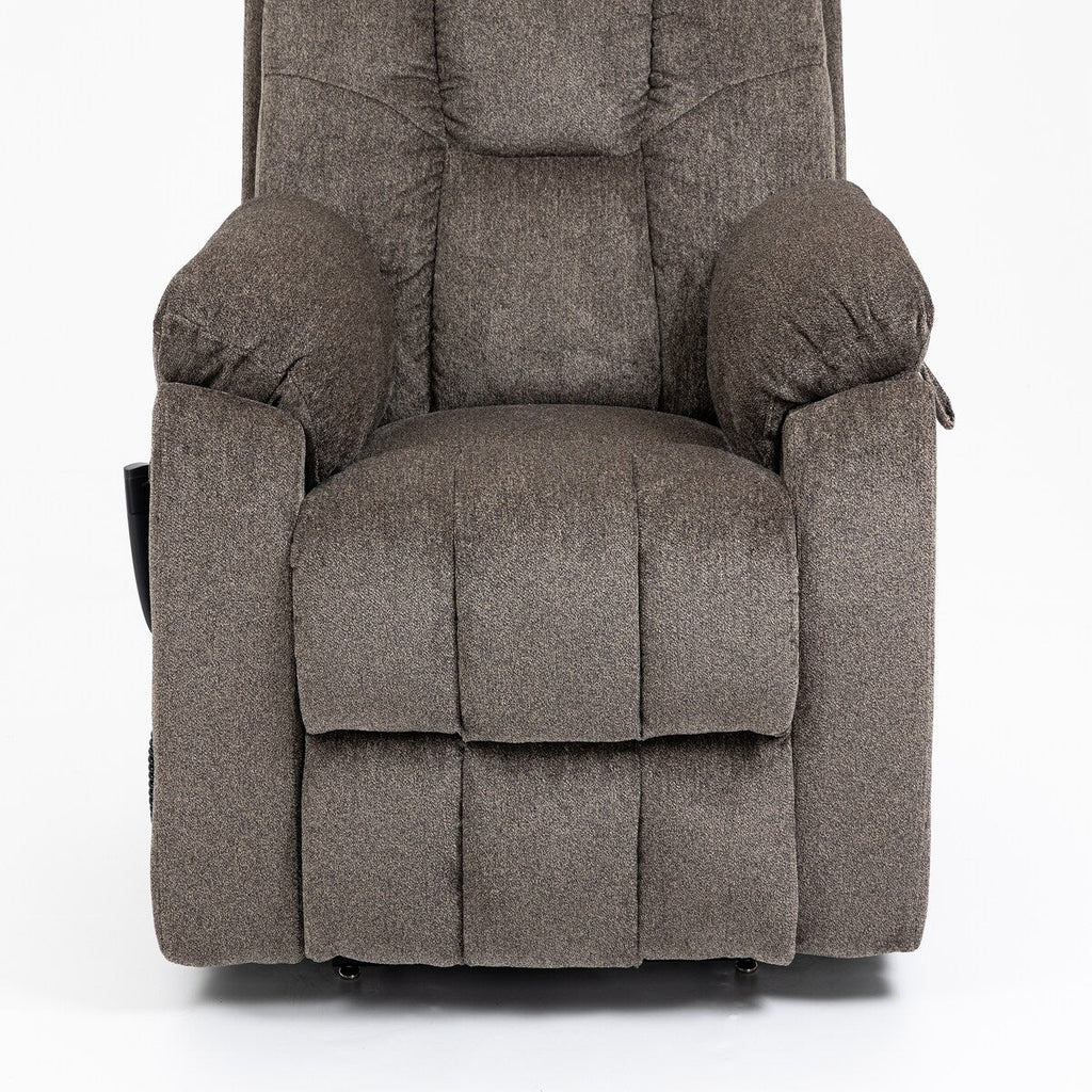 Fauteuil inclinable électrique Bigmen avec massage et chauffage pour personnes âgées, double moteur, porte-gobelets et poche latérale