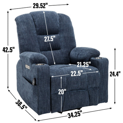 Fauteuil inclinable électrique avec massage et chauffage pour personnes âgées