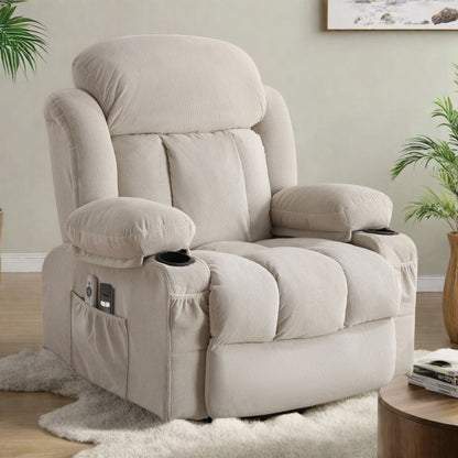 Fauteuil releveur électrique avec massage et chauffage, canapé releveur électrique avec télécommande et port USB