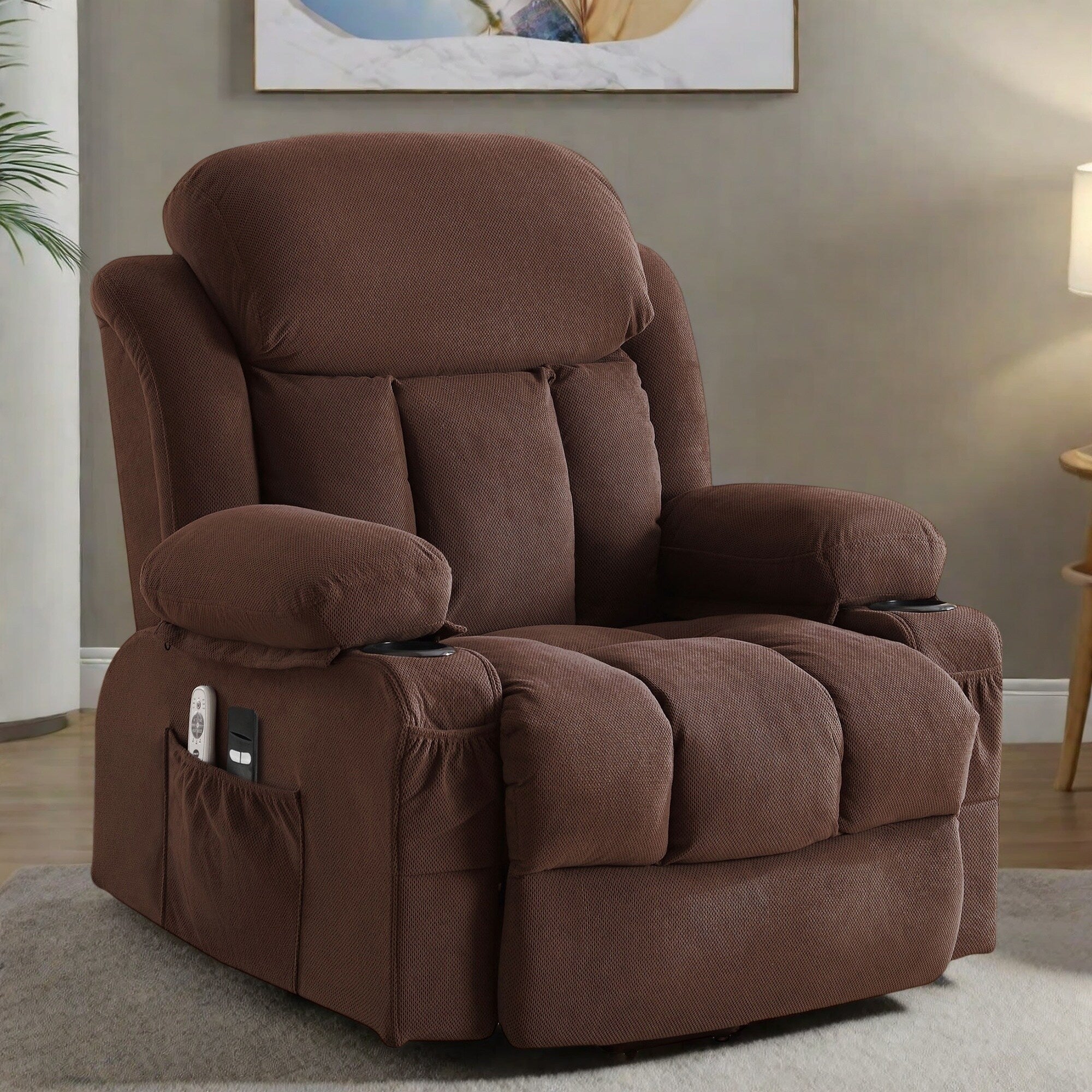Fauteuil releveur électrique avec massage et chauffage, canapé releveur électrique avec télécommande et port USB