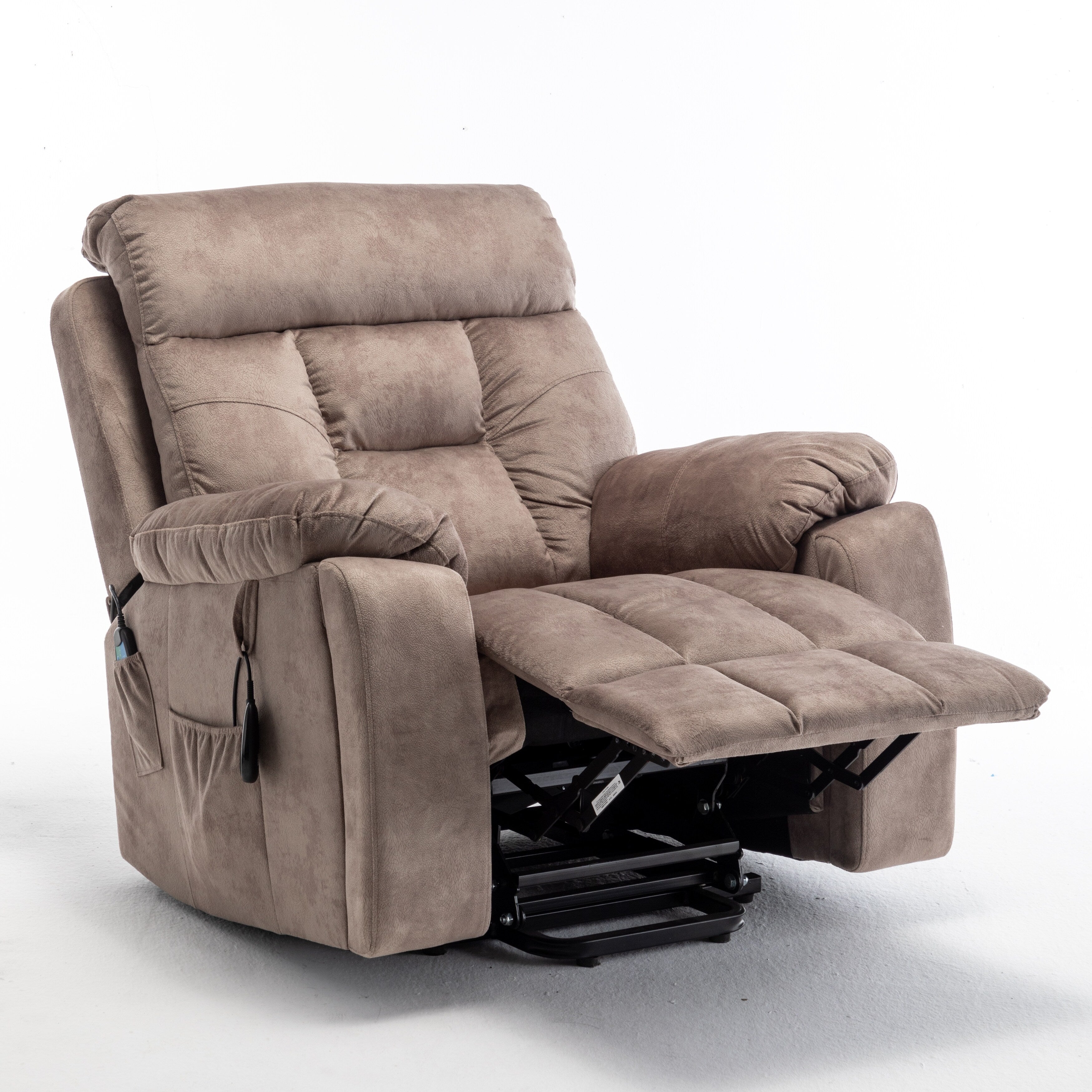 Fauteuil inclinable électrique avec massage et chauffage, moteur allemand, porte-gobelet en acier inoxydable et montage rapide