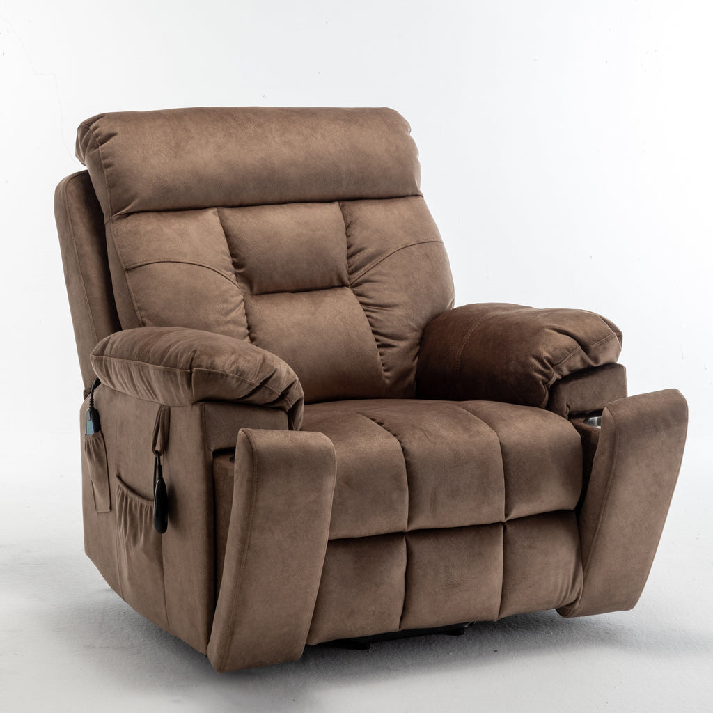 Fauteuil inclinable électrique avec massage et chauffage, moteur allemand, porte-gobelet en acier inoxydable et montage rapide