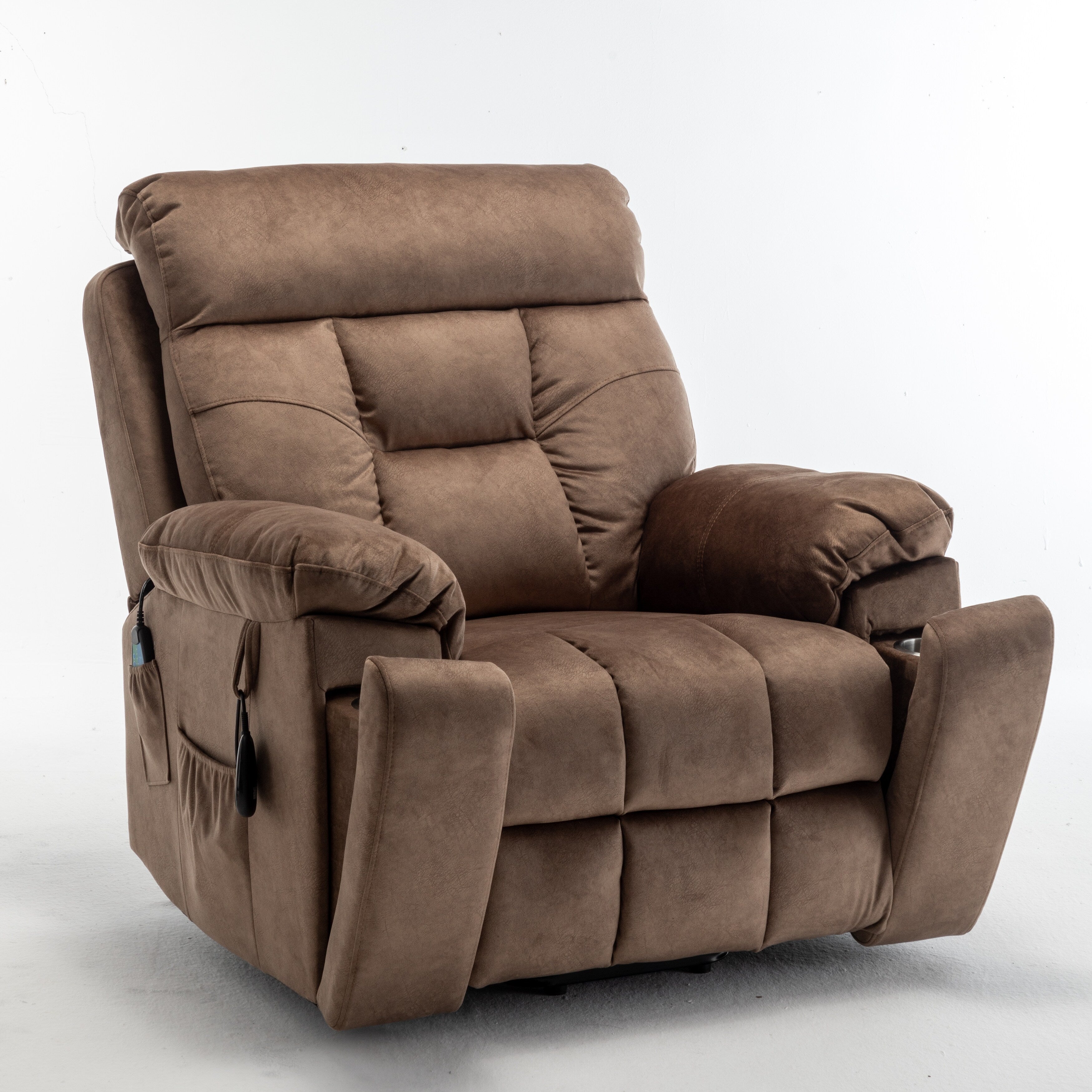 Fauteuil inclinable électrique avec massage et chauffage, moteur allemand, porte-gobelet en acier inoxydable et montage rapide