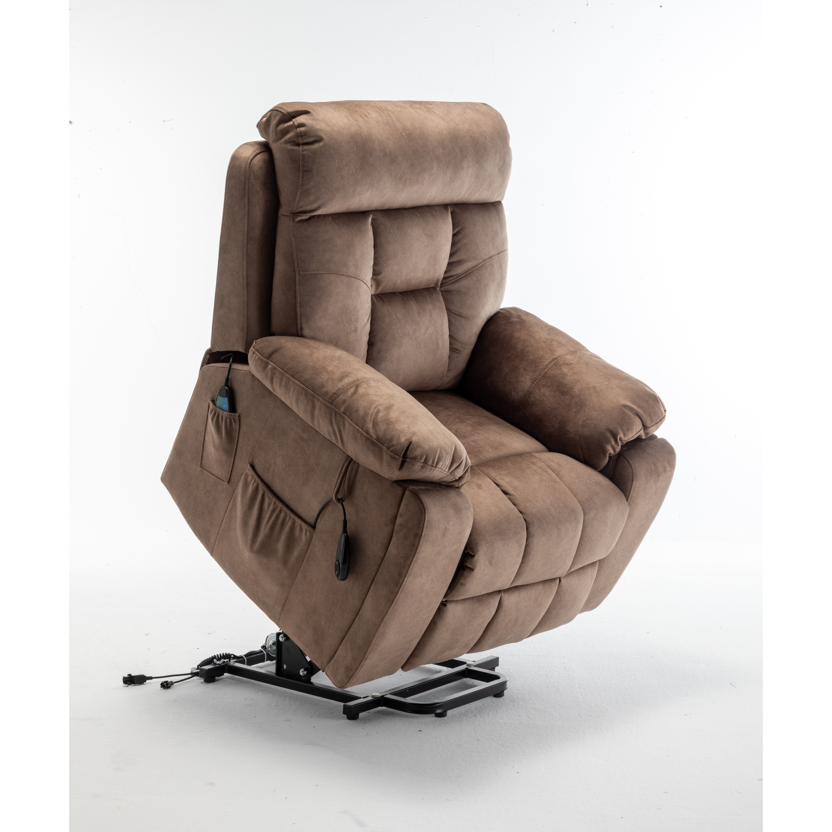 Fauteuil inclinable électrique avec massage et chauffage, moteur allemand, porte-gobelet en acier inoxydable et montage rapide