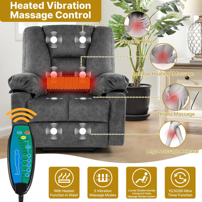 Fauteuil inclinable électrique avec massage, chauffage et capacité de charge de 150 kg