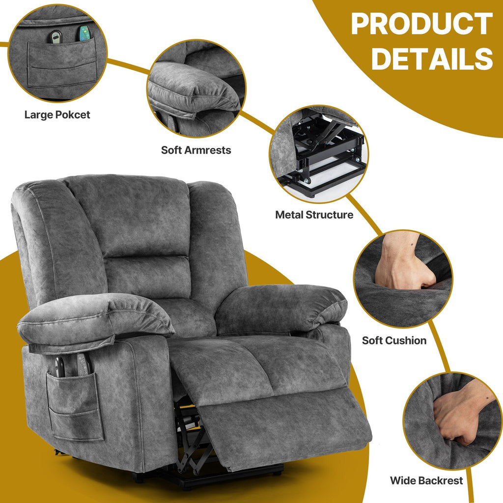 Fauteuil inclinable électrique avec massage, chauffage et capacité de charge de 150 kg