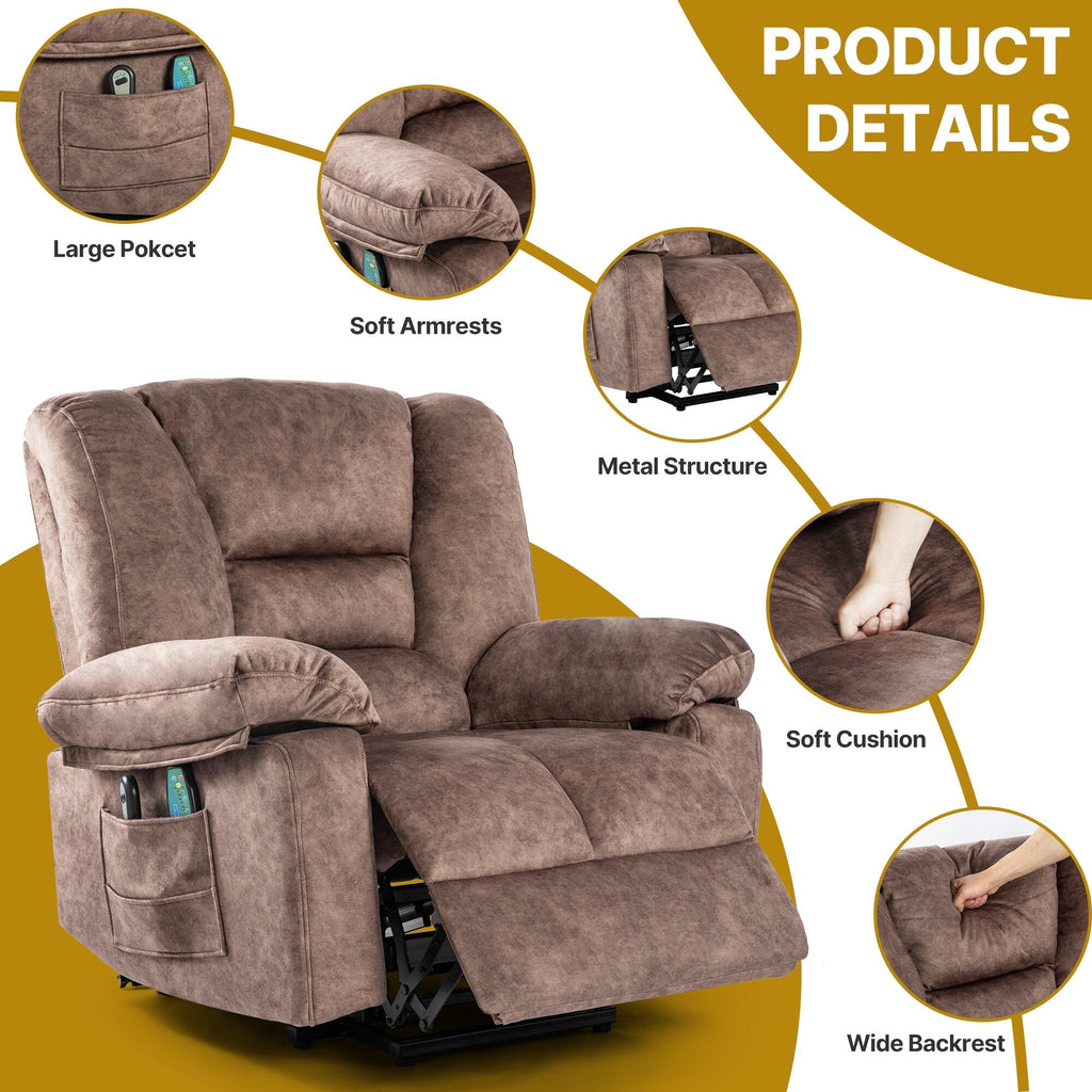 Fauteuil inclinable électrique avec massage, chauffage et capacité de charge de 150 kg