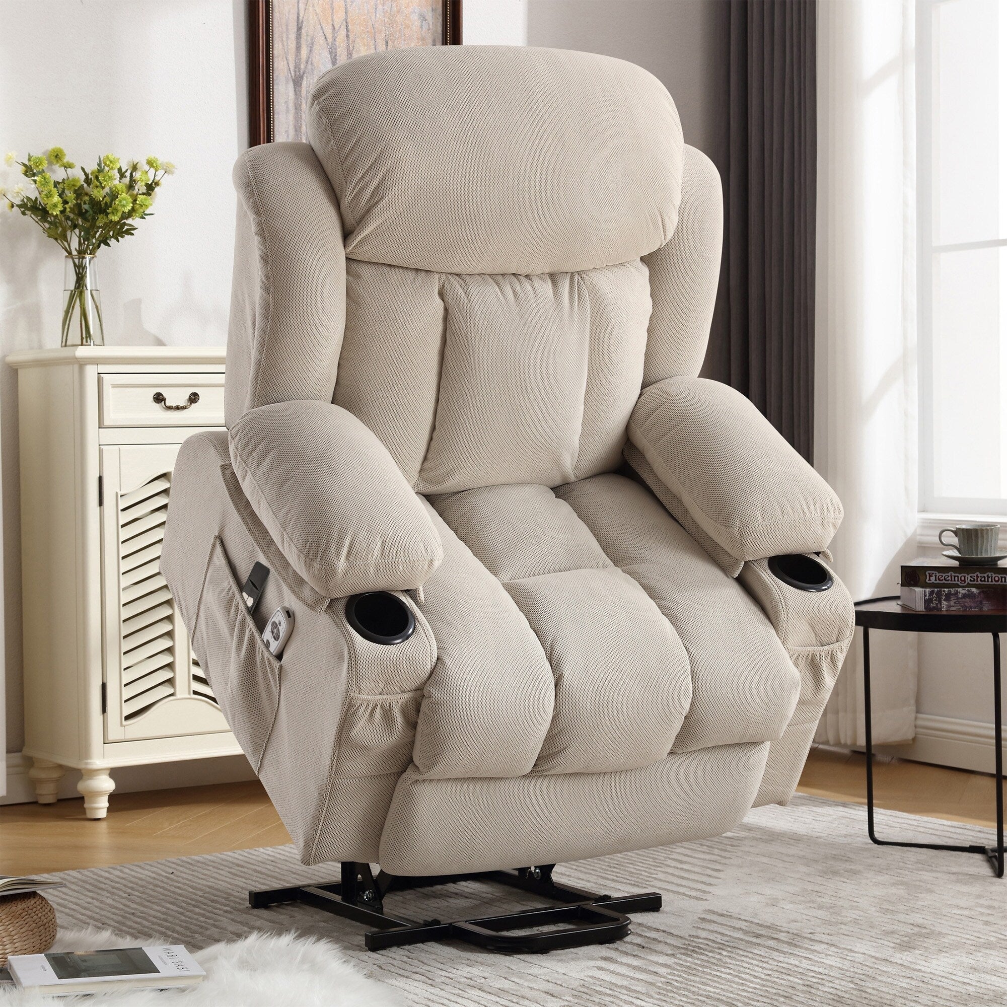 Fauteuil inclinable électrique avec massage, chauffage et port USB — Canapé releveur électrique