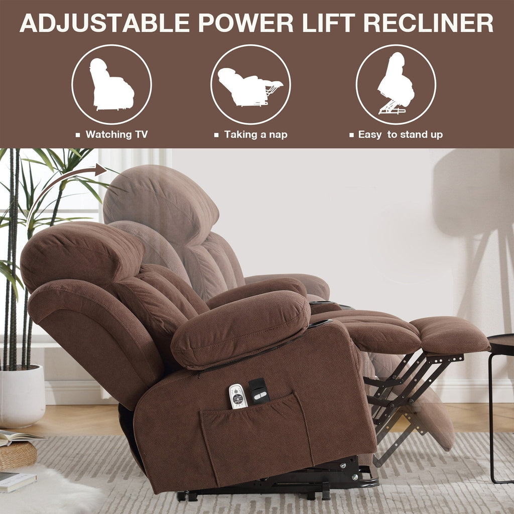 Fauteuil inclinable électrique avec massage, chauffage et port USB — Canapé releveur électrique