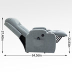 Fauteuil inclinable électrique avec massage, chauffage, port USB, soutien lombaire, deux porte-gobelets et poches latérales