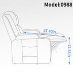 Fauteuil inclinable électrique avec massage, chauffage, port USB, soutien lombaire, deux porte-gobelets et poches latérales