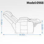 Fauteuil inclinable électrique avec massage, chauffage, port USB, soutien lombaire, deux porte-gobelets et poches latérales
