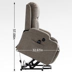 Fauteuil inclinable électrique avec massage, chauffage, port USB, soutien lombaire, deux porte-gobelets et poches latérales