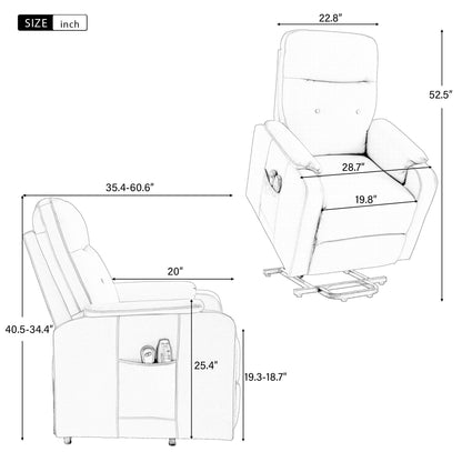 Fauteuil inclinable électrique avec massage, chauffage, positions réglables et poche latérale pour plus de commodité