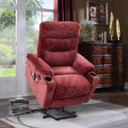 Fauteuil inclinable électrique avec massage, chauffage, port USB, poches latérales, porte-gobelets et dossier réglable, idéal pour les personnes âgées