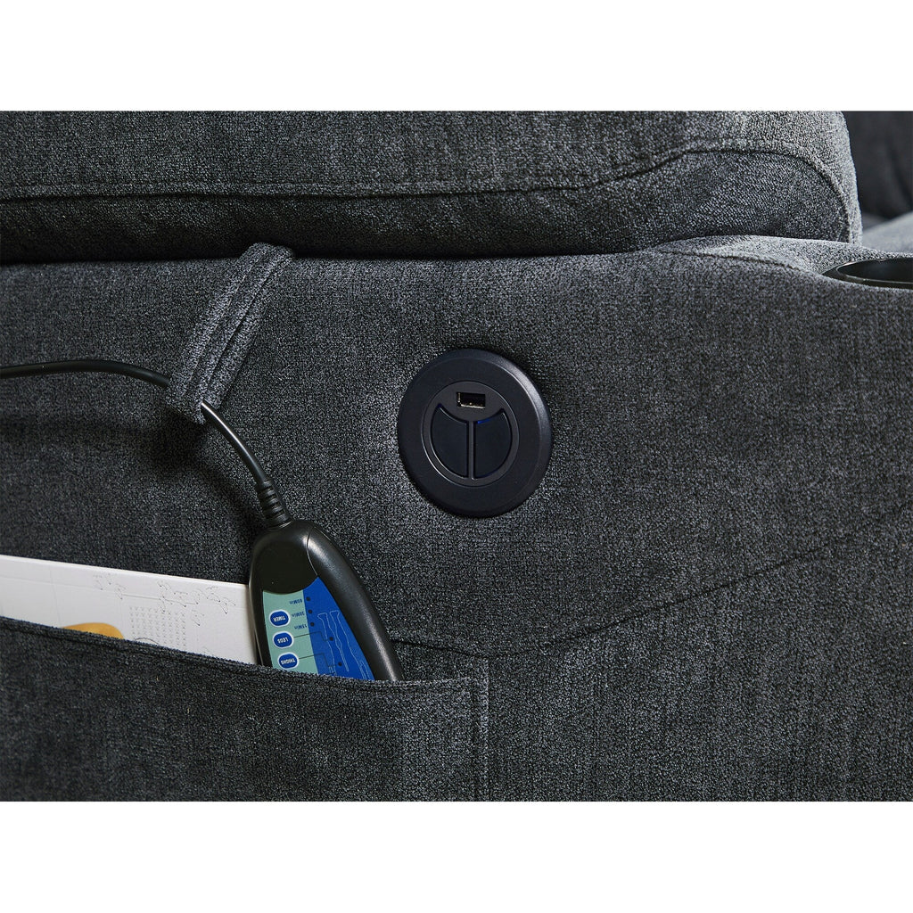 Fauteuil inclinable électrique avec massage, chauffage, port USB, poches latérales, porte-gobelets et dossier réglable, idéal pour les personnes âgées