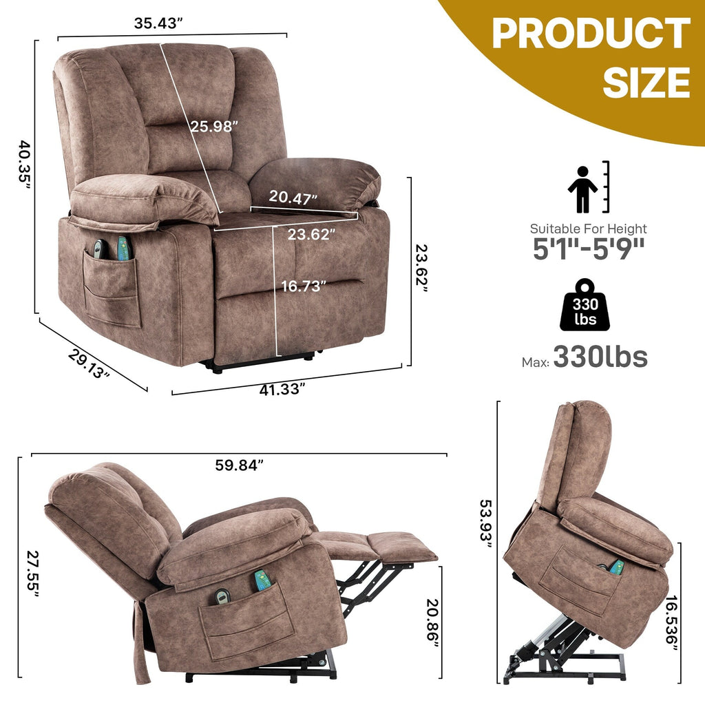 Fauteuil inclinable électrique avec massage, chauffage et capacité de charge de 150 kg