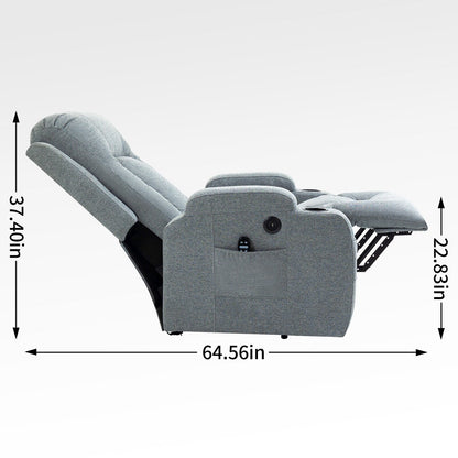 Fauteuil inclinable électrique avec massage, chauffage lombaire, port USB et porte-gobelets
