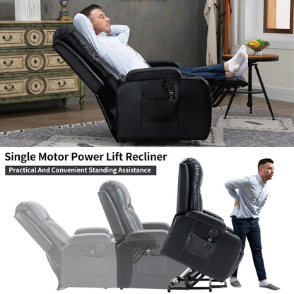Fauteuil inclinable électrique avec massage, chauffage lombaire, port USB et porte-gobelets