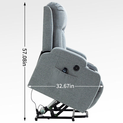 Fauteuil inclinable électrique avec massage, chauffage lombaire, port USB et porte-gobelets