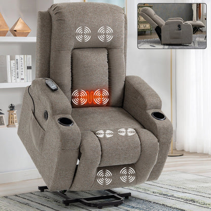 Fauteuil inclinable électrique avec massage, chauffage lombaire, port USB et porte-gobelets