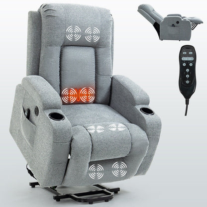 Fauteuil inclinable électrique avec massage, chauffage lombaire, port USB et porte-gobelets