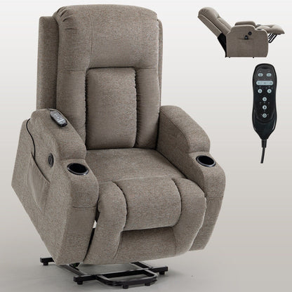 Fauteuil inclinable électrique avec massage, chauffage lombaire, port USB et porte-gobelets