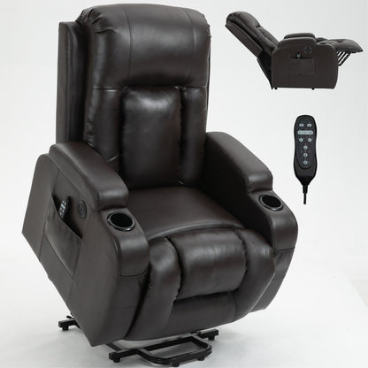 Fauteuil inclinable électrique avec massage, chauffage lombaire, port USB et porte-gobelets