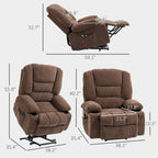 Fauteuil inclinable électrique avec massage par vibration, chauffage, télécommande, montage rapide et poches latérales