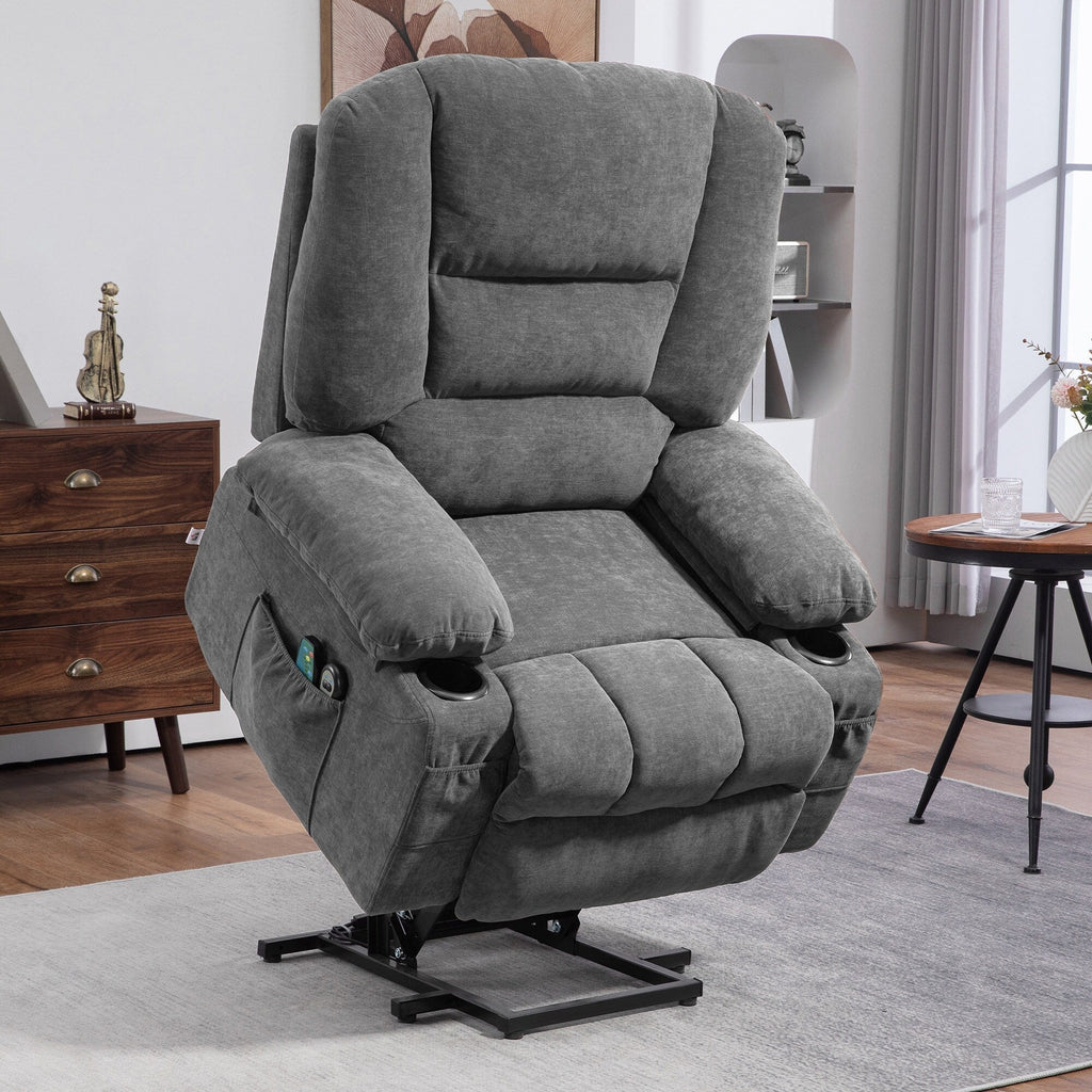 Fauteuil inclinable électrique avec massage par vibration, chauffage, télécommande, montage rapide et poches latérales