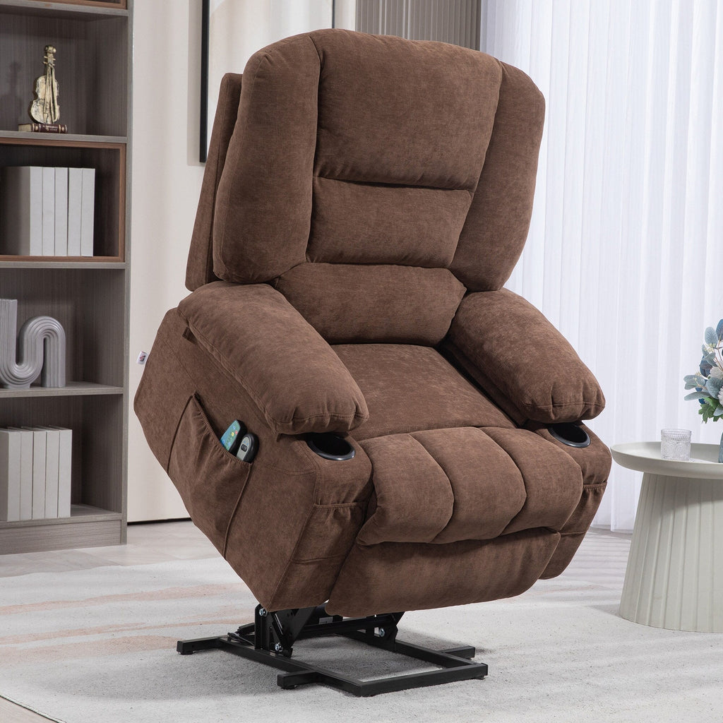 Fauteuil inclinable électrique avec massage par vibration, chauffage, télécommande, montage rapide et poches latérales