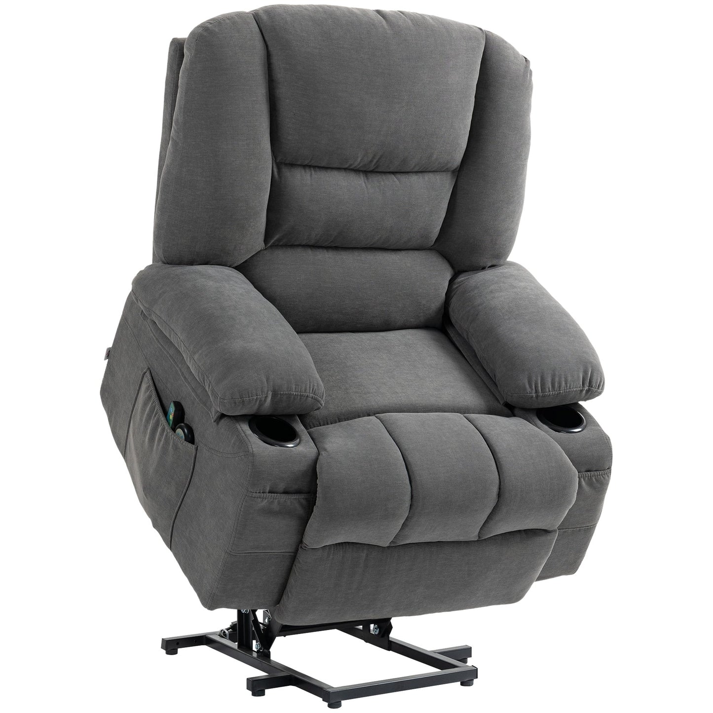 Fauteuil inclinable électrique avec massage par vibration, chauffage, télécommande, montage rapide et poches latérales