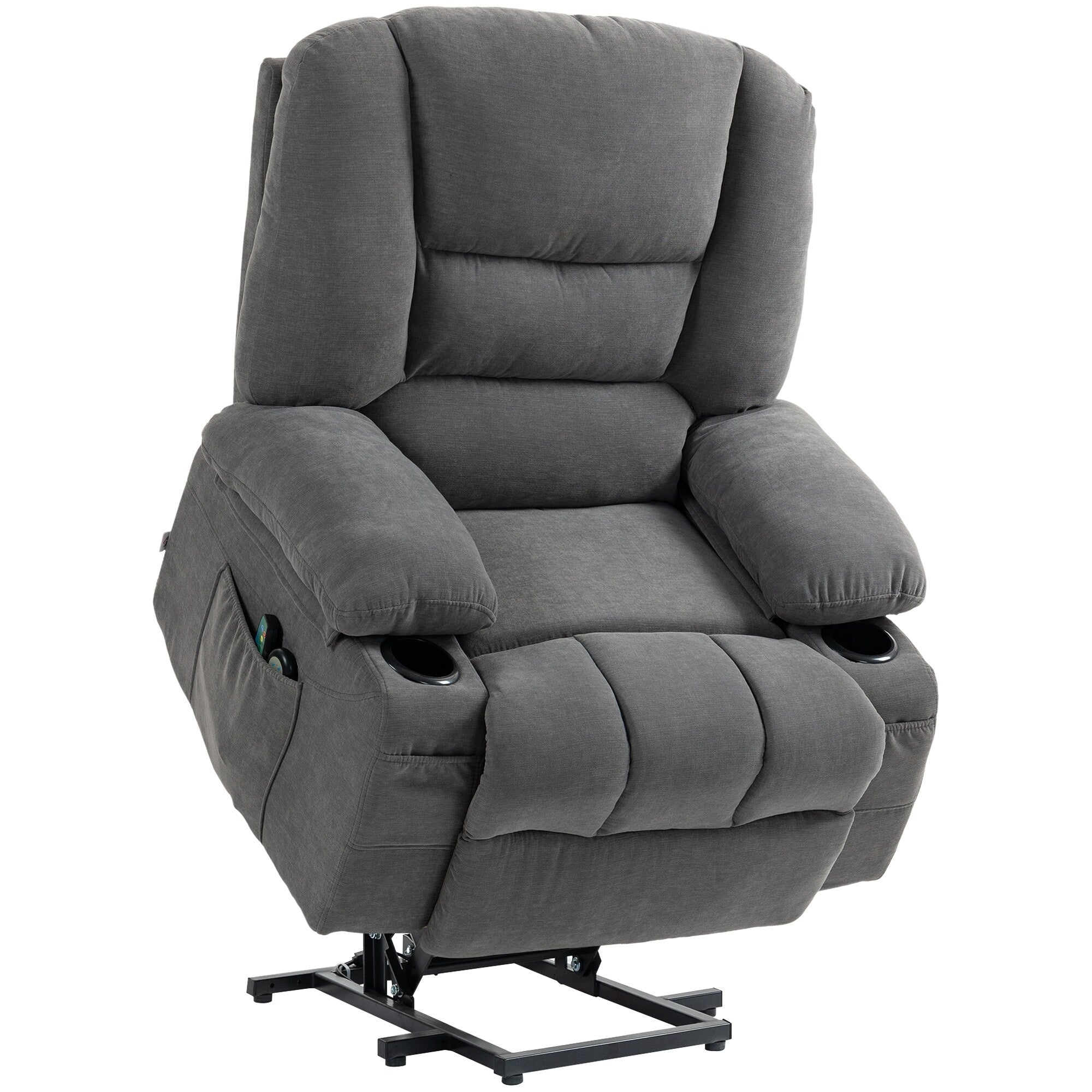 Fauteuil inclinable électrique avec massage par vibration, chauffage, télécommande, montage rapide et poches latérales