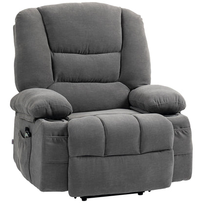 Fauteuil inclinable électrique avec massage par vibration, chauffage, télécommande, montage rapide et poches latérales