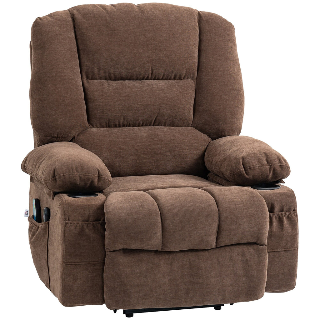 Fauteuil inclinable électrique avec massage par vibration, chauffage, télécommande, montage rapide et poches latérales