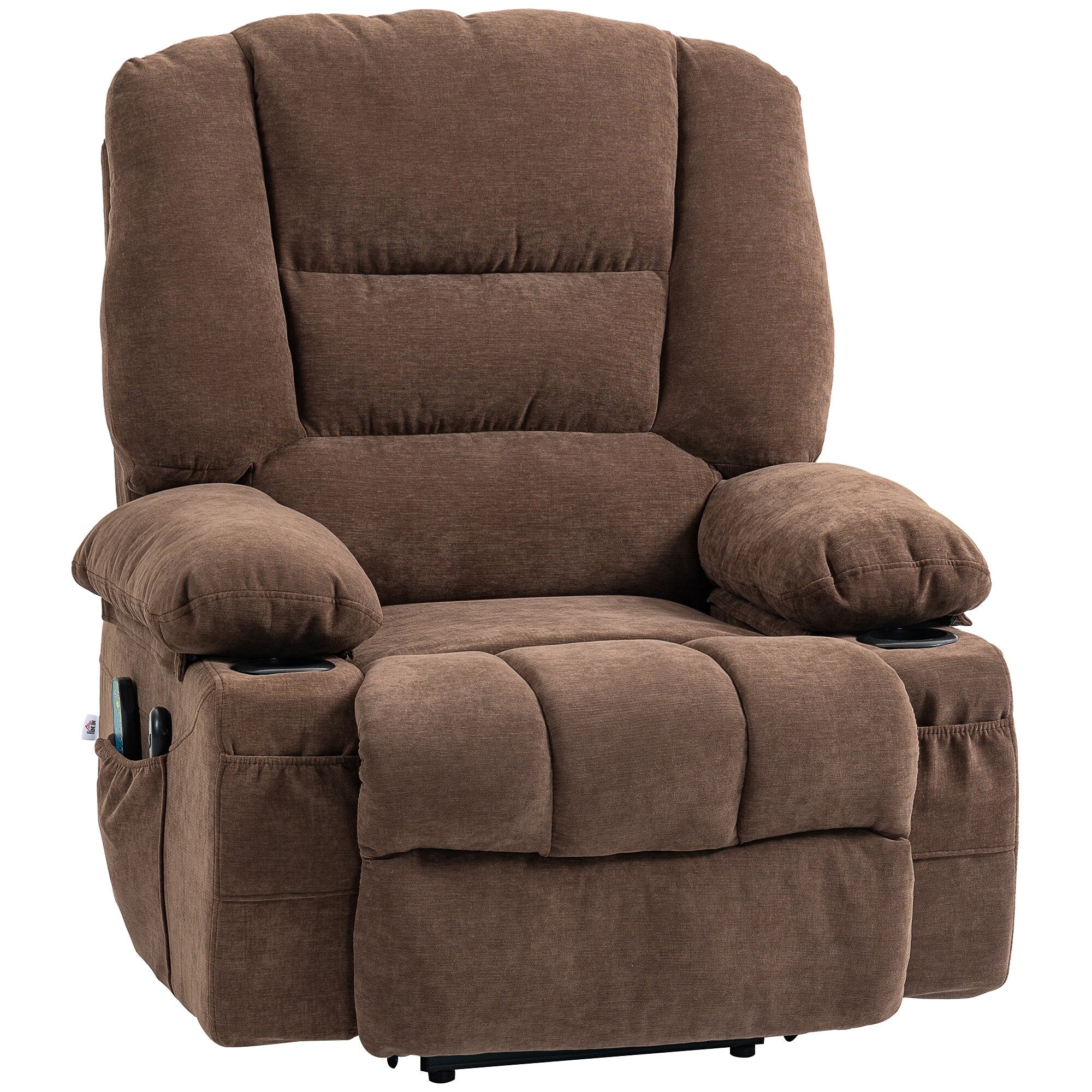 Fauteuil inclinable électrique avec massage par vibration, chauffage, télécommande, montage rapide et poches latérales