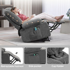 Fauteuil inclinable électrique avec massage par vibration, chauffage, télécommande, montage rapide et poches latérales