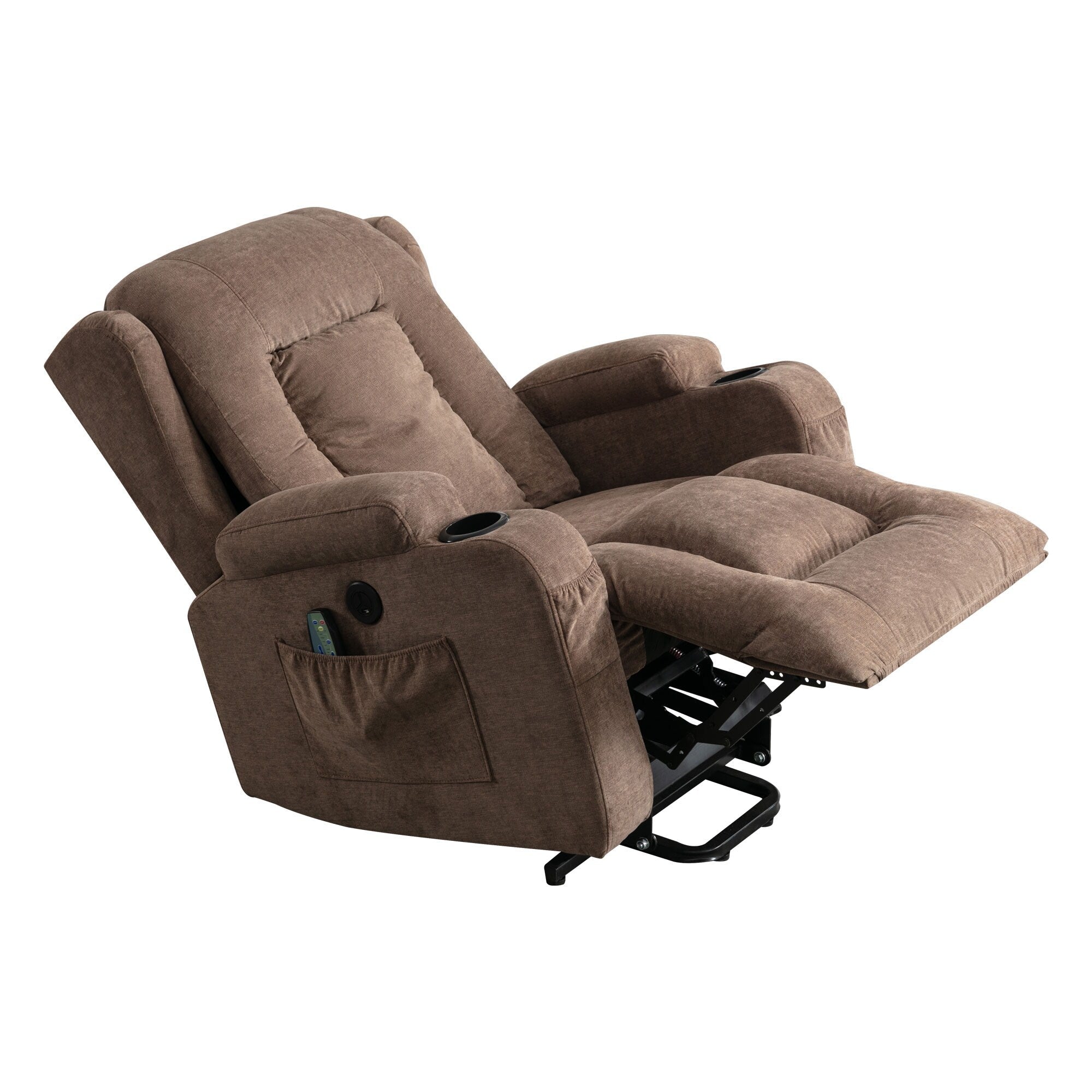 Fauteuil inclinable électrique avec massage par vibration, chauffage, port USB et poches de rangement latérales
