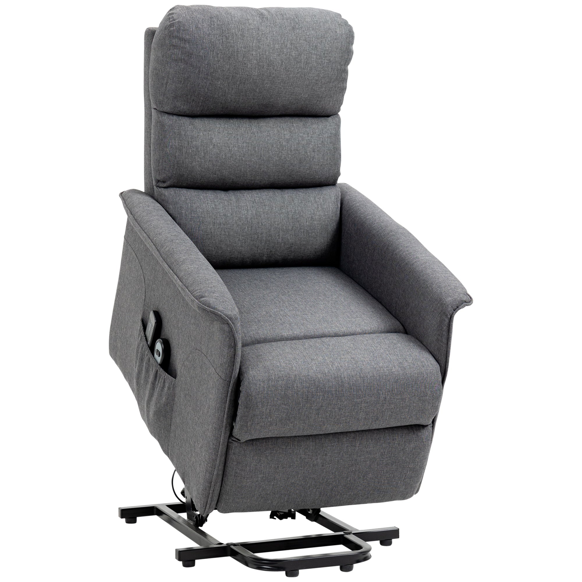 Fauteuil inclinable électrique avec massage par vibrations, télécommande, poches latérales, inclinaison réglable et repose-pieds