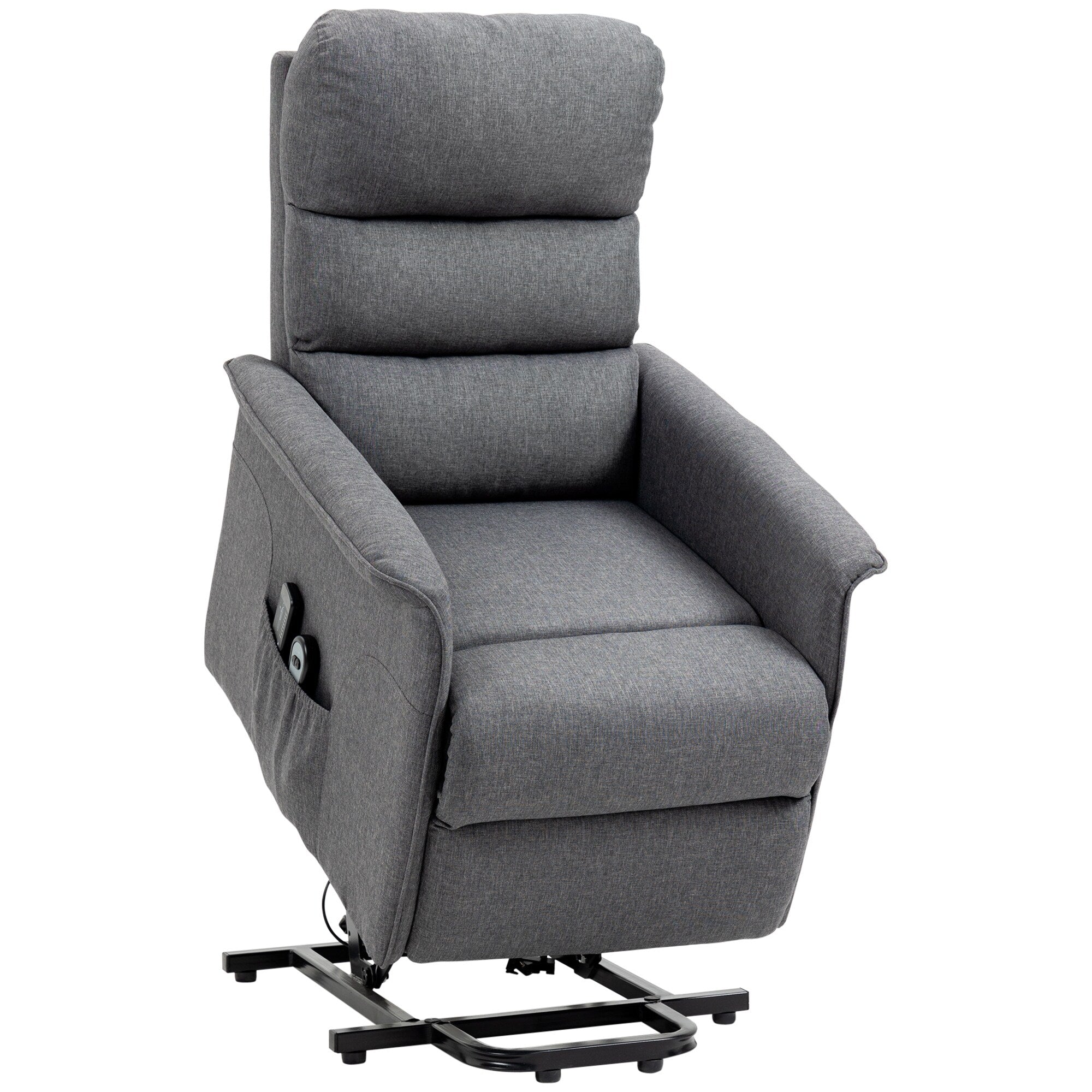 Fauteuil inclinable électrique avec massage par vibrations, télécommande, poches latérales, inclinaison réglable et repose-pieds