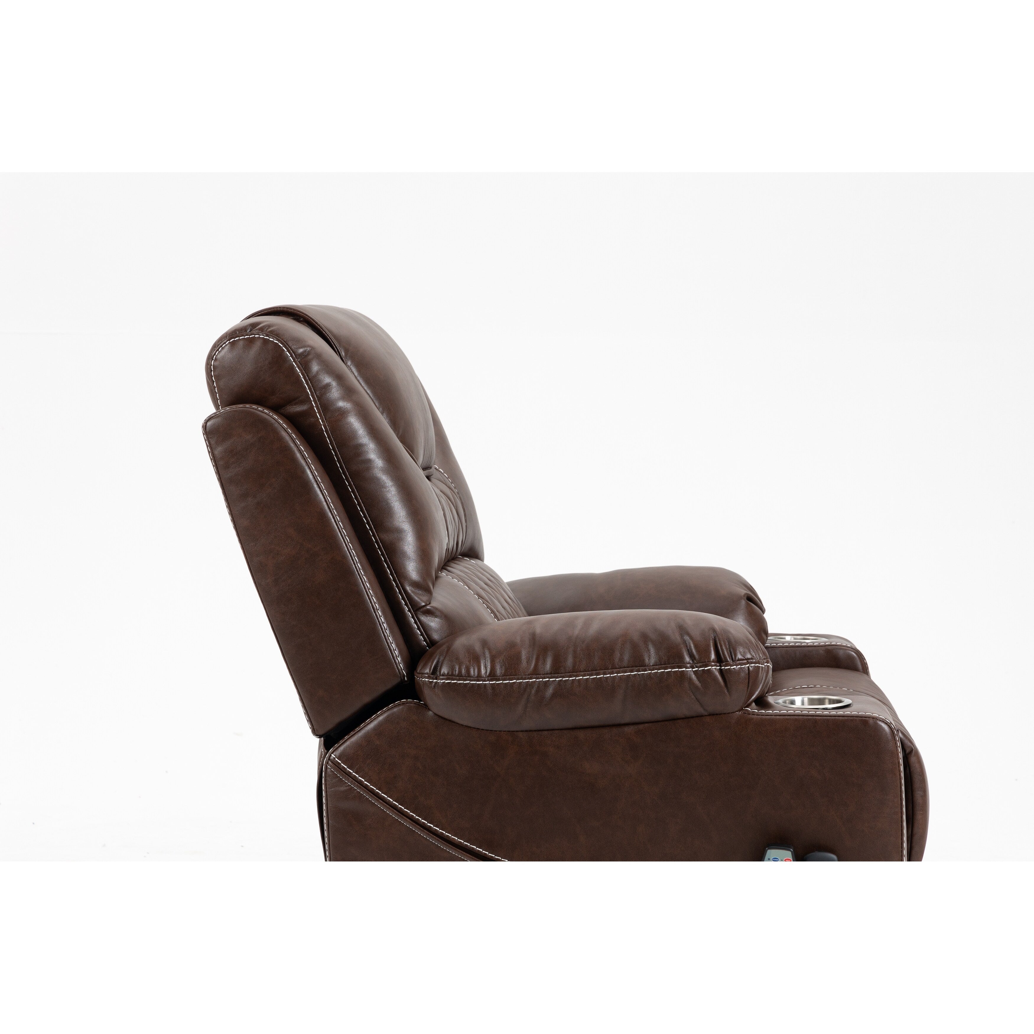 Fauteuil inclinable électrique en cuir avec massage et chauffage