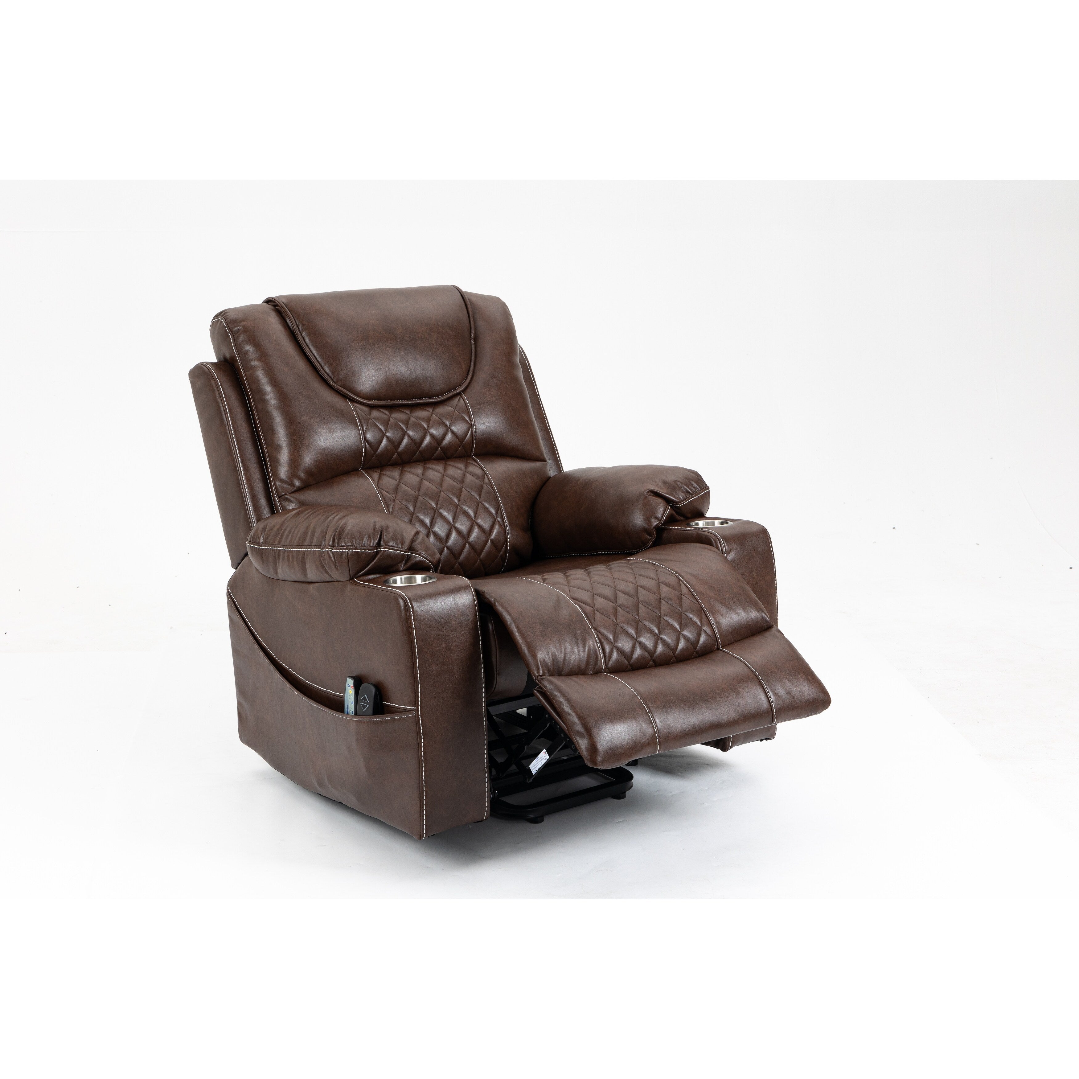 Fauteuil inclinable électrique en cuir avec massage et chauffage